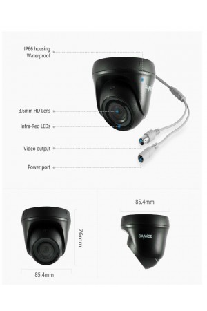 Sannce 4 Channel DVR 4 Dome Camera 500GB Security System